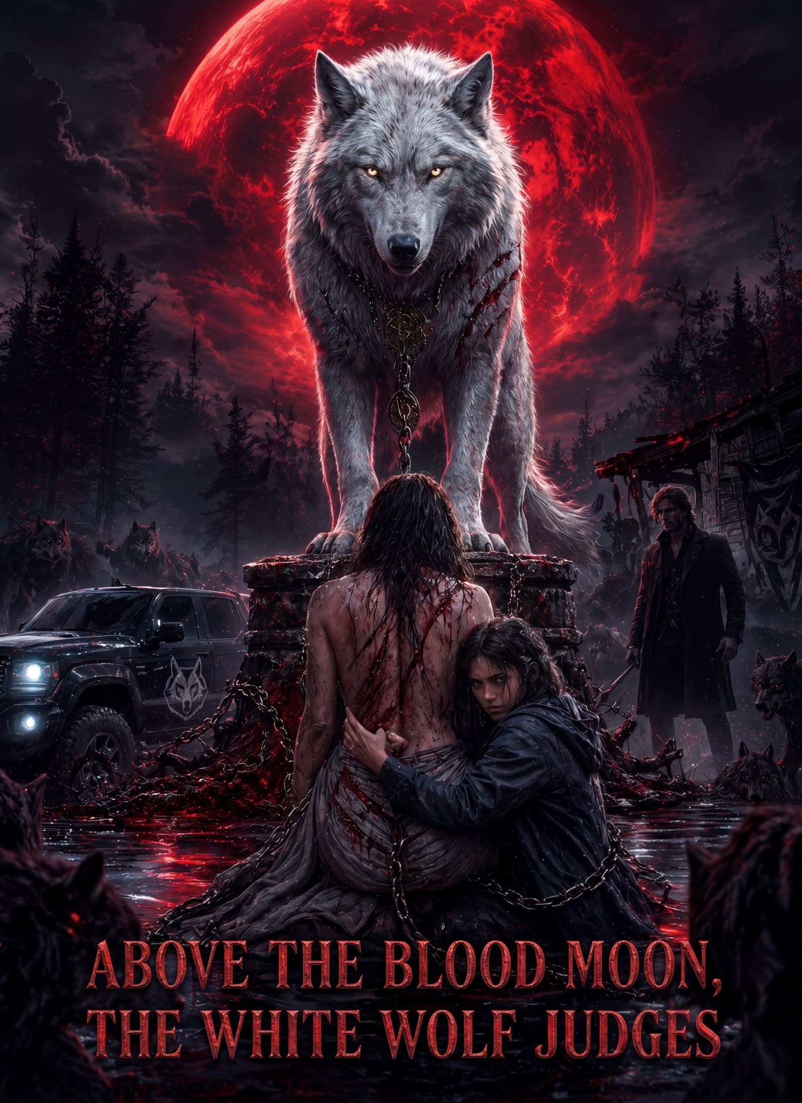 Above the Blood Moon,the White Wolf Judges